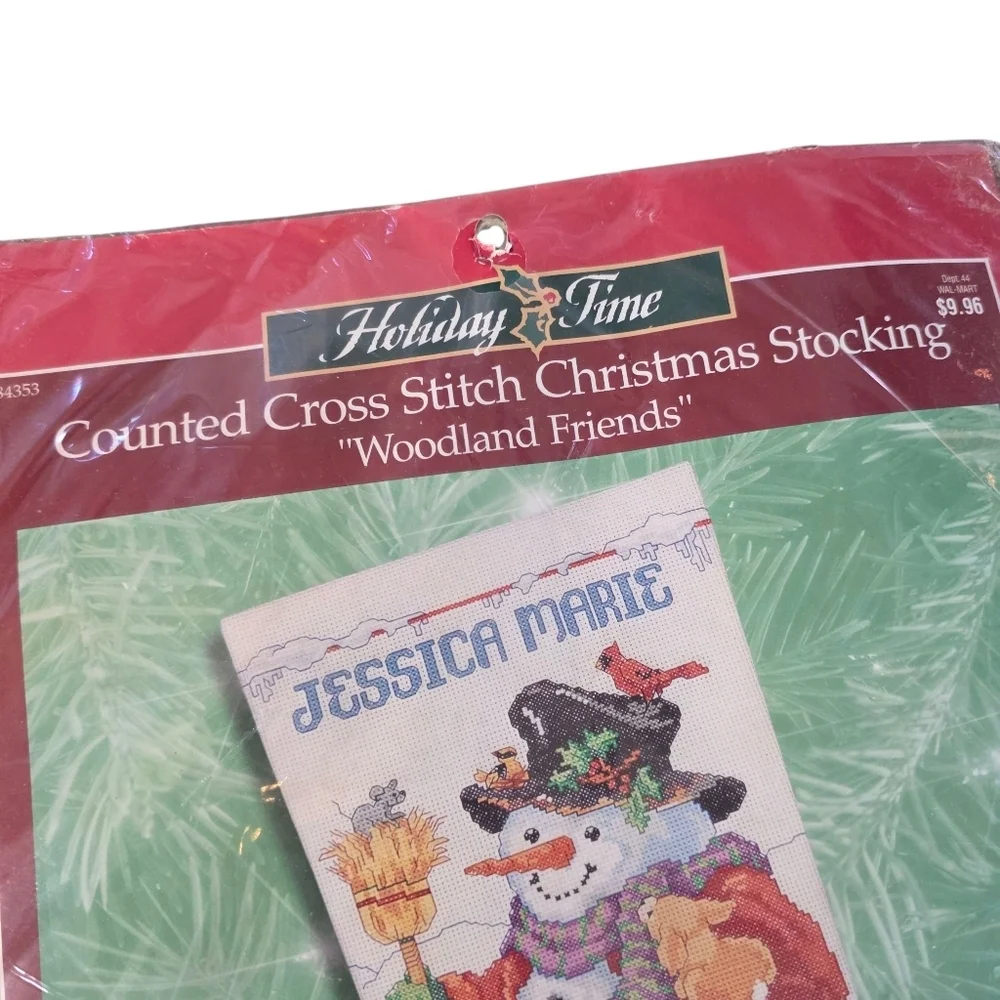 Vintage Bucilla Holiday Time Cross Stitch Stocking Kit Woodland Friends NIP